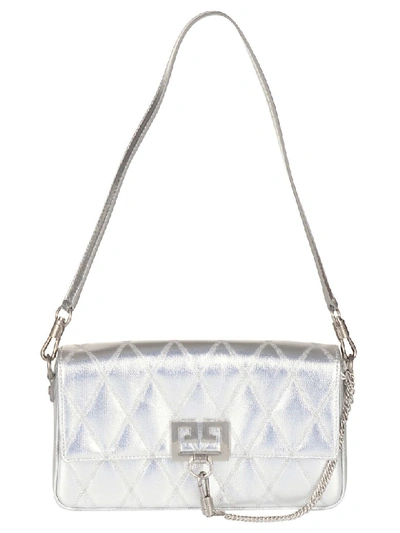 Shop Givenchy Quilted Charm Shoulder Bag In Silver