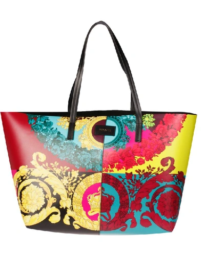 Shop Versace Printed Tote In Multicolor