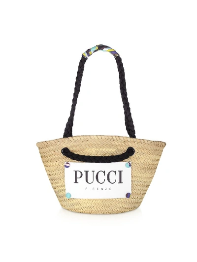 Shop Emilio Pucci Burnt & Natural Straw Tote Bag
