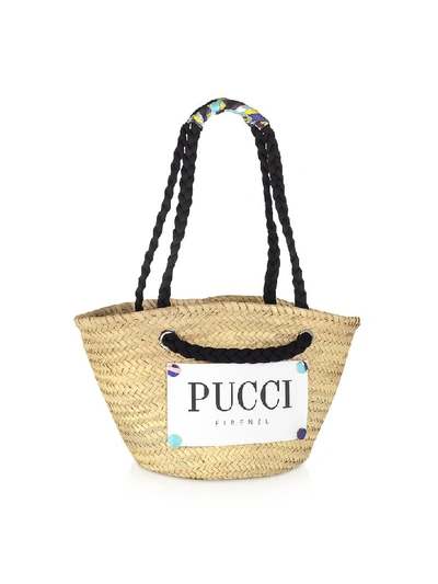 Shop Emilio Pucci Burnt & Natural Straw Tote Bag