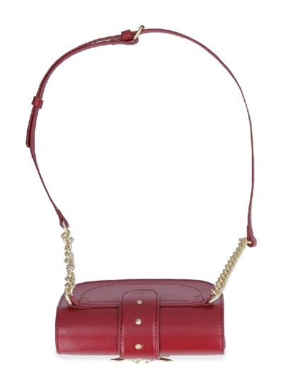 Shop Pinko Baby Round Love Leather Crossbody Bag In Red
