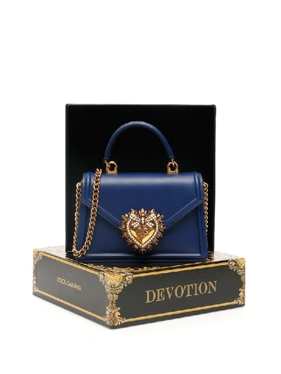Shop Dolce & Gabbana Small Devotion Bag In Blu (blue)
