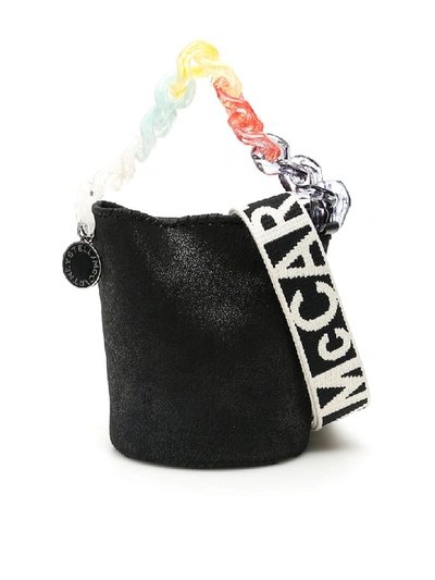 Shop Stella Mccartney Pastel Chain Bucket Bag In Black (black)