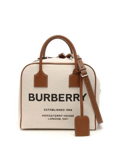 Shop Burberry Medium Cube Bag In Natural Malt Brown (beige)
