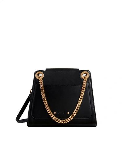 Shop Chloé Annie Leather Shoulder Bag/chain Metal Strap In Black