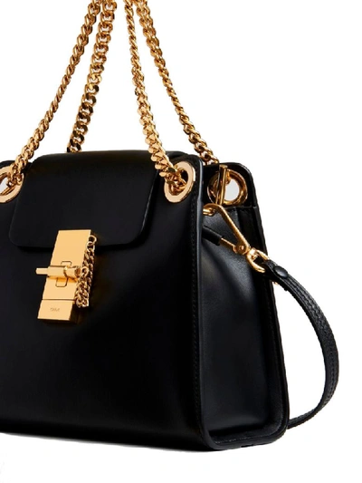 Shop Chloé Annie Leather Shoulder Bag/chain Metal Strap In Black