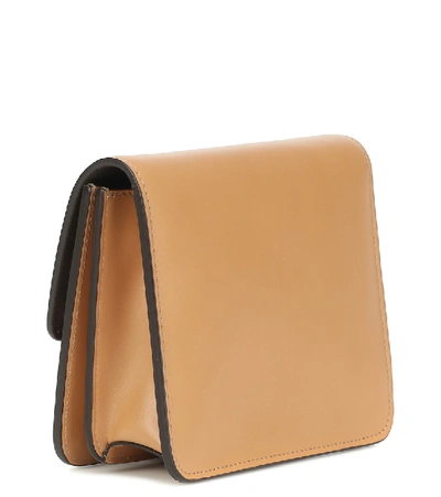 Shop Fendi Karligraphy Small Leather Shoulder Bag In Beige