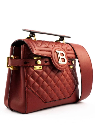 Shop Balmain Red Lambskin Leather B-buzz 23 Bag In Rosso