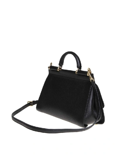 Shop Dolce & Gabbana Small Soft Sicily Bag In Calf Leather In Black