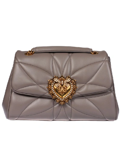 Shop Dolce & Gabbana Heart Applique Shoulder Bag In Lead
