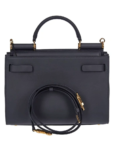 Shop Dolce & Gabbana Sicily Small Shoulder Bag In Dark Grey