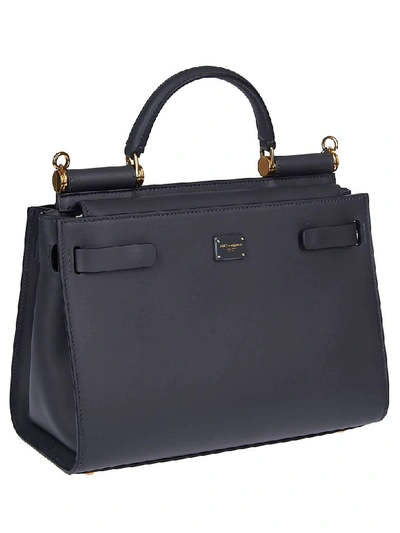 Shop Dolce & Gabbana Sicily Small Shoulder Bag In Dark Grey