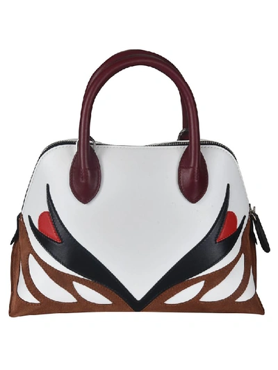 Shop Lanvin Embossed Detail Tote In White/brown/black