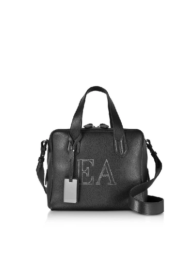 Shop Emporio Armani Genuine Leather Top Handles Boston Bag In Black