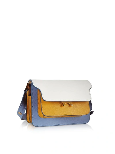 Shop Marni Color Block Saffiano Leather Micro Trunk Bag In White