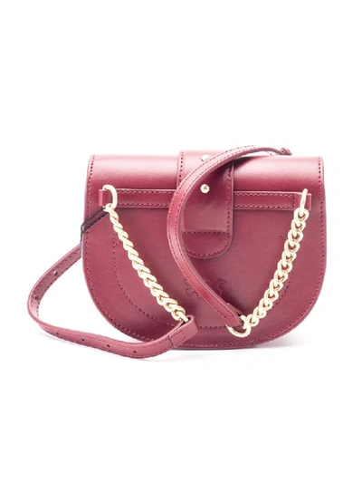 Shop Pinko Leather Shoulder Bag In Dark Red