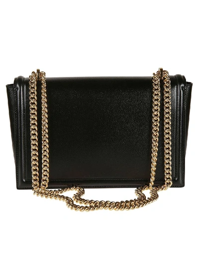 Shop Ferragamo Foldover Top Chain Shoulder Bag In Black