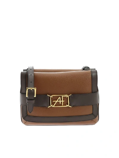 Shop Alberta Ferretti - Shoulder Bag With Logo In Brown