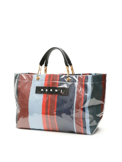 Shop Marni Glossy Grip Xl Shopper In Lacquer (blue)