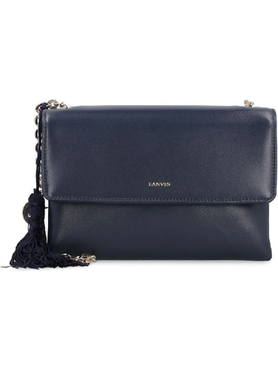 Shop Lanvin Sugar Leather Shoulder Bag In Blue