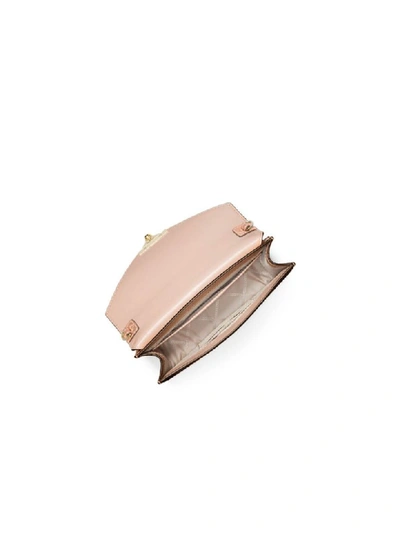 Shop Michael Kors Grace Metallic Pink Crossbody Bag In Ballet