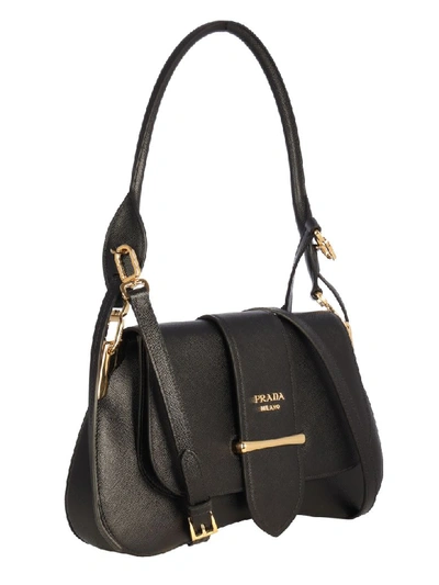 Shop Prada Sidonie Leather Clutche In Black