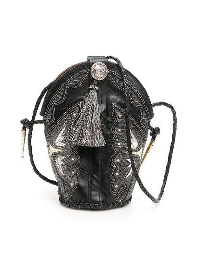 Shop Jessie Western Vintage Mini Boot Bag In Black Silver (black)