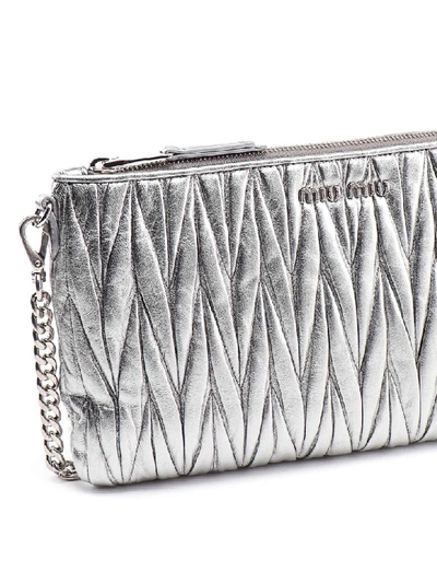 Shop Miu Miu Clutch Matelasse` In Cromo