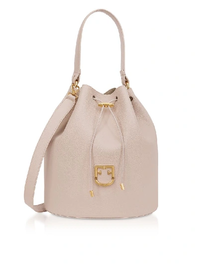 Shop Furla Corona M Drawstring Leather Bucket Bag In Dalia