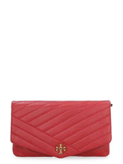 Shop Tory Burch Kira Quilted Leather Clutch In Red