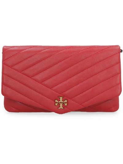 Shop Tory Burch Kira Quilted Leather Clutch In Red