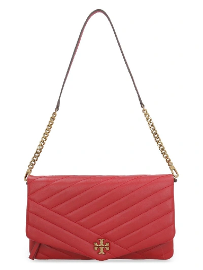 Shop Tory Burch Kira Quilted Leather Clutch In Red