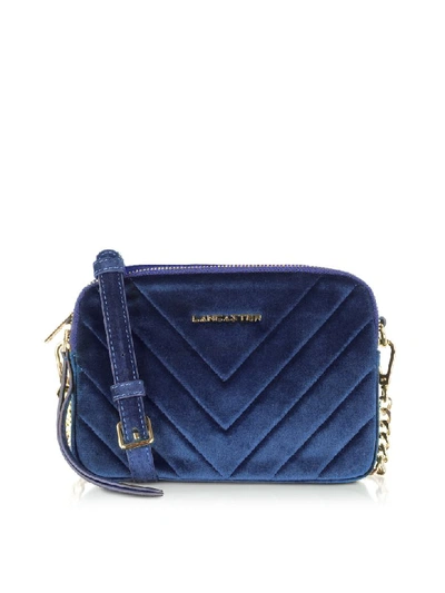Shop Lancaster Quilted Velvet Couture Camera Bag In Blue