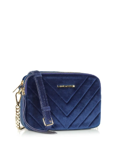 Shop Lancaster Quilted Velvet Couture Camera Bag In Blue