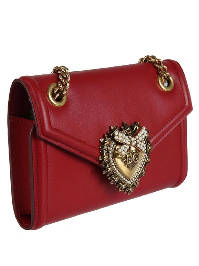 Shop Dolce & Gabbana Embellished Shoulder Bag In Red