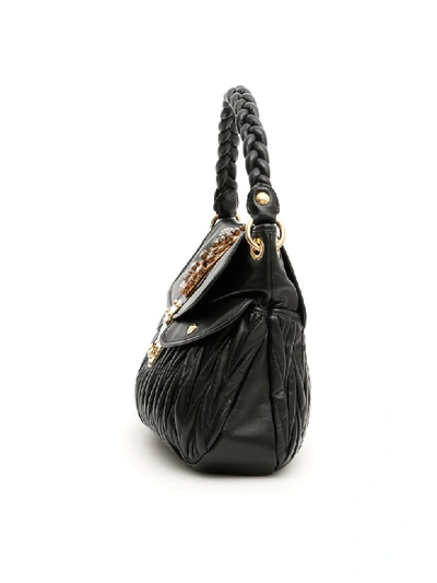 Shop Miu Miu Crystal Buckle Coffer Bag In Nero (black)