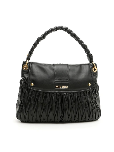 Shop Miu Miu Crystal Buckle Coffer Bag In Nero (black)