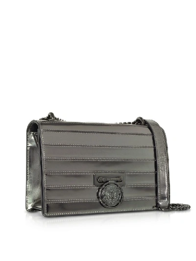 Shop Balmain Bbox 25 Mirror-effect Leather Bag In Gunmetal