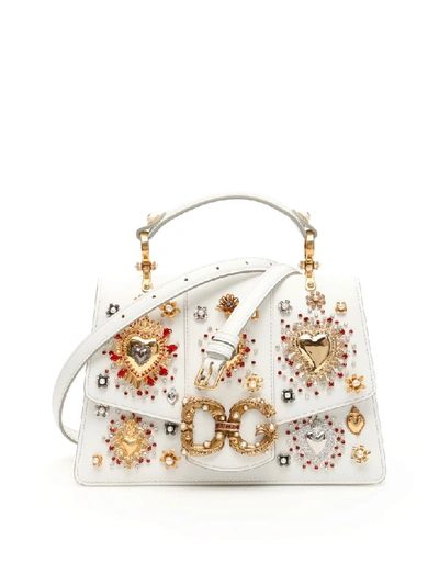 Shop Dolce & Gabbana Dg Amore Bag In Bianco Ottico (white)