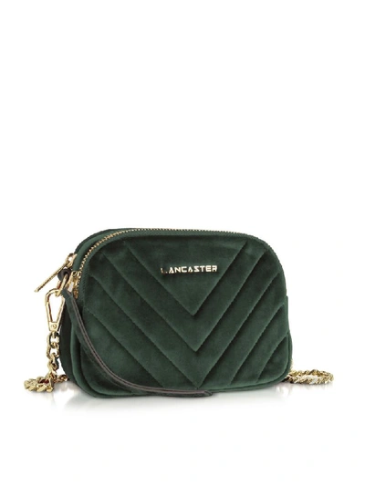 Shop Lancaster Quilted Velvet Couture Mini Camera/belt Bag In Green