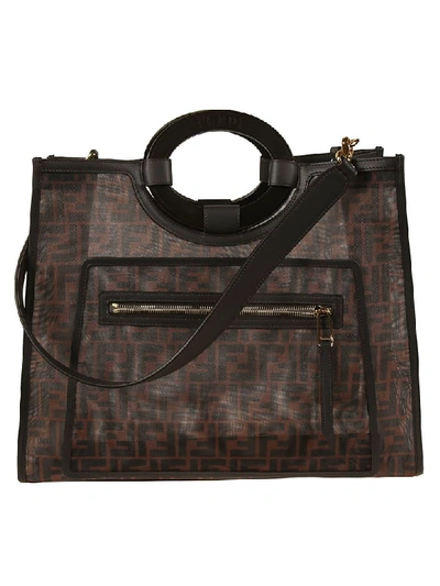 Shop Fendi Runaway Regular Shoppers Bag In Brown