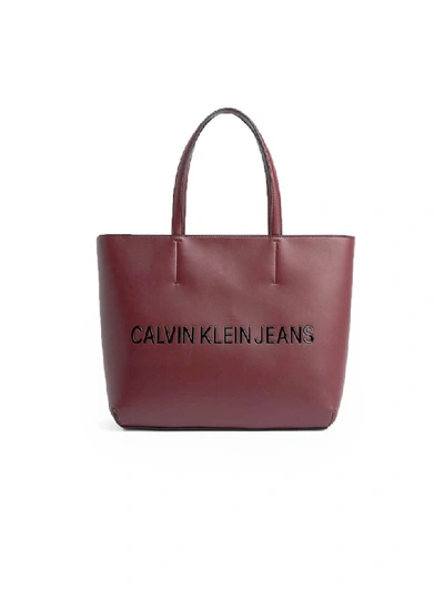 Shop Calvin Klein Burgundy Shopping Bag In Bordeaux (red)