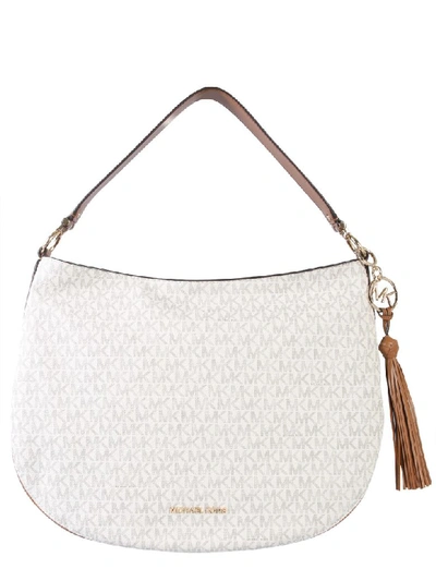 Shop Michael Michael Kors Medium Brooke Shoulder Bag In Bianco