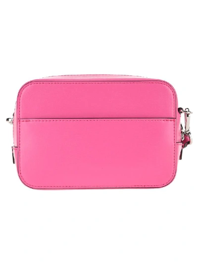 Shop Ganni Textured Leather Camera Bag In Shoking Pink