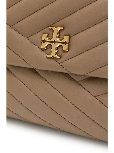 Shop Tory Burch Kira Chevron Flap Bag In Classic Taupe (brown)