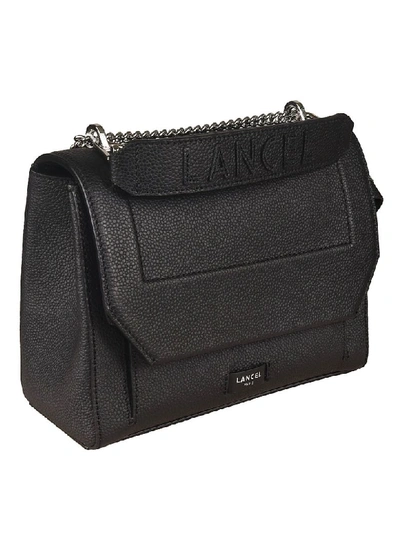 Shop Lancel Logo Shoulder Bag In Black