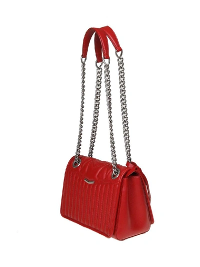 Shop Jimmy Choo Shoulder Helia / S In Nappa Matelasse Red Color