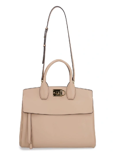 Shop Ferragamo The Studio Smooth Leather Tote In Skin