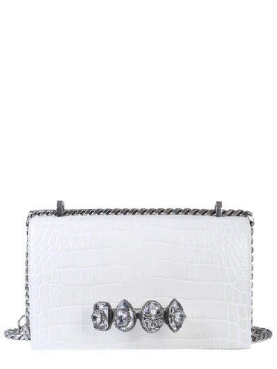 Shop Alexander Mcqueen Jeweled Spider Satchel Bag In Bianco