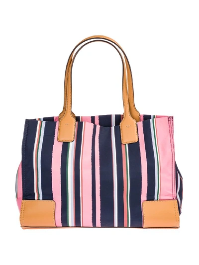 Shop Tory Burch Ella Shoulder Bag In Canyon Stripe Vertical / Perfect Navy